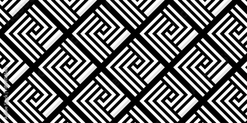 Minimal line Seamless geometric pattern with shapes. Decoration and maze ornament. Modern abstract square line seamless pattern background. Seamless vintage design fabric geometric element.