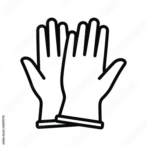 Outline icon of a pair of protective gloves, isolated on