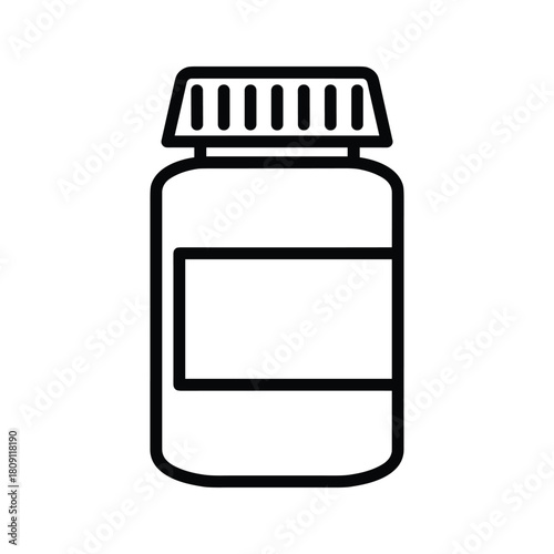 Medicine bottle with cap and blank label isolated on