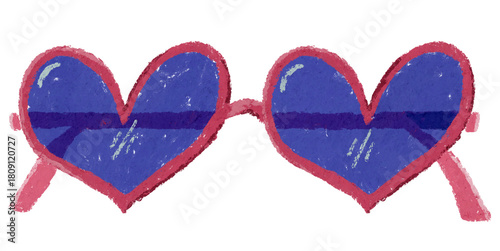 Vintage pop heart frame beach sunglasses Drawn with Pastel Crayon