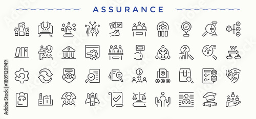 Assurance vector line icon set. Modern icons collection. Contains outline symbols like safety, insured, security, insurance, safe. Vector collections. Life Insurance related icon set.