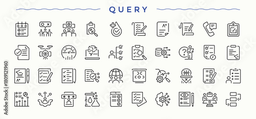 Query line icon set. Web icons pack. Answer icon pack. Contains related to info, discussion, exam, query, problem and more.