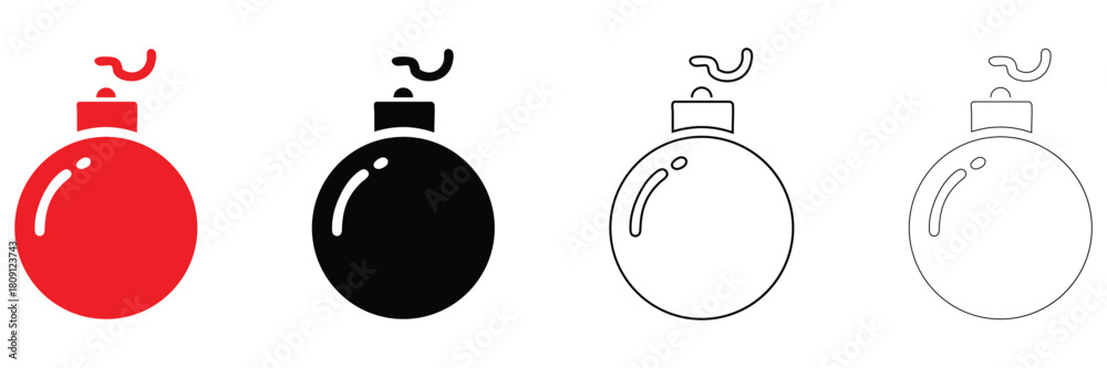 Naklejka premium hand grenade icon vector, bomb grenade vector, silhouette and line art