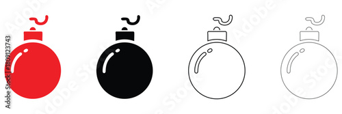 hand grenade icon vector, bomb grenade vector, silhouette and line art