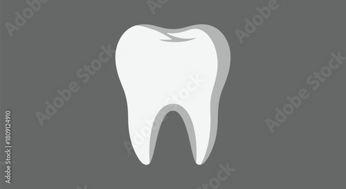 A single white molar tooth illustration with a subtle shadow, set against a solid gray background.