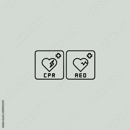 AED Emergency defibrillator icon flat vector design.