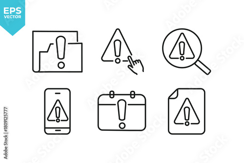 Set of line icons Warning. Outline icons collection stock illustration