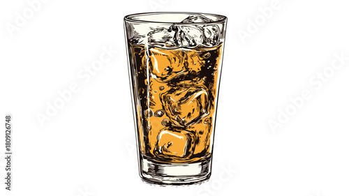 Refreshing Vector Drawing of Beer Glass with Ice, Perfect for Projects