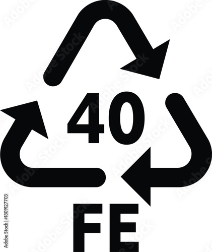 Recycling symbol for ferrous metals FE 40 vector illustration for packaging and waste management isolated on white background