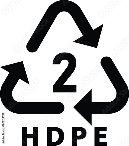 HDPE recycling symbol number 2 vector illustration of plastic material code isolated on white background