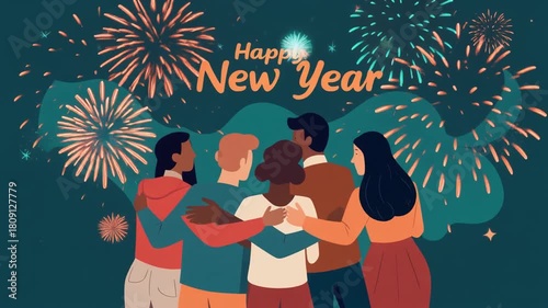 New years celebration with fireworks