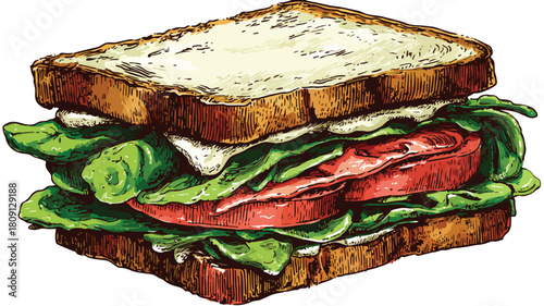Double Deck Sandwich Vector Illustration for Food Concepts and Menu Designs