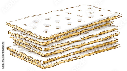 Crisp White Cracker Stack on White Background for Creative Designs