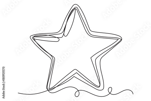 Line Art Star. Winter Holiday Decoration. Christmas or New year Greeting Card Template. Outline Cute Cartoon Christmas Star Shape Symbol. Happy Holiday Family Party Invitation Design Mascot.