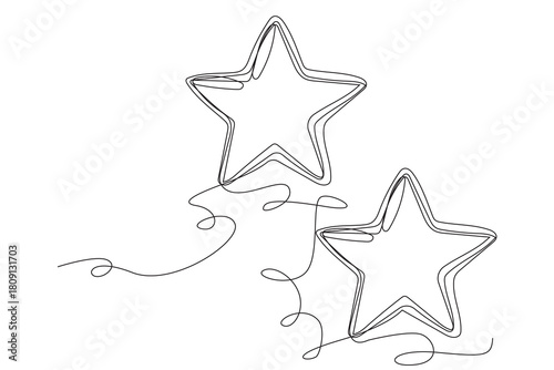 Line Art Star. Winter Holiday Decoration. Christmas or New year Greeting Card Template. Outline Cute Cartoon Christmas Star Shape Symbol. Happy Holiday Family Party Invitation Design Mascot.