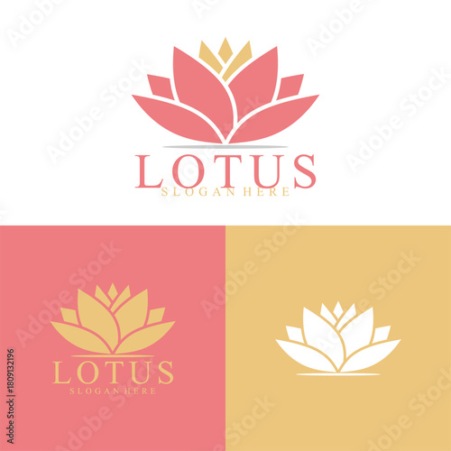 Lotus flower logo brand design vector