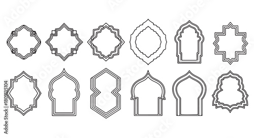 Set of Islamic frame borders simple geometric vector design elements perfect for creating elegant pa