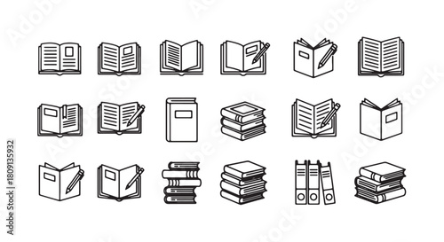 Set of book icons simple line vector illustration perfect for education and library design