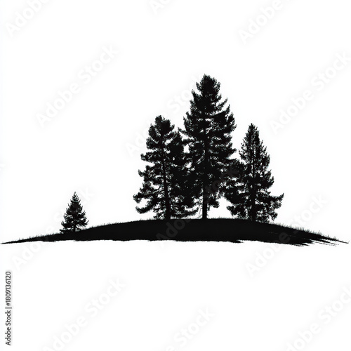 Fine Pine tree silhouette o...