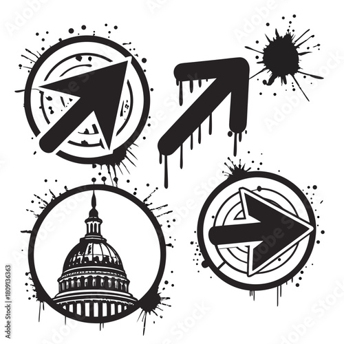 Street Art Spray Paint Marks and Arrows Collection