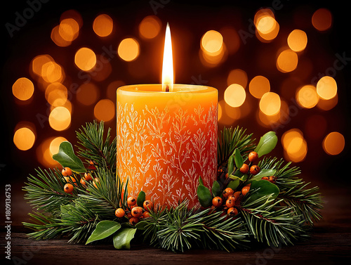 single Christmas candle bur...