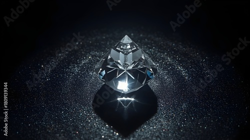 Modern premium crystal prism scene with intense rainbow refraction on glossy reflective surface