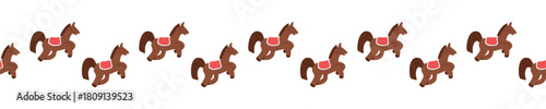 Seamless pattern with horse, cute decorative ornament for Christmas, New Year, equestrian sport
