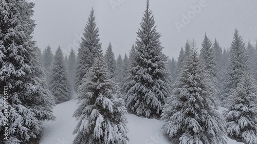 Winter Christmas Trees in the Snow - 360 loop video