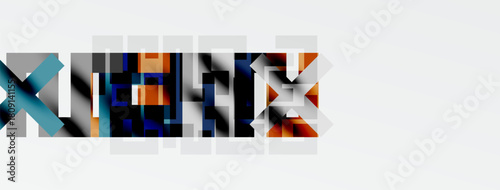 Abstract graphic design features colorful, fragmented text spelling XUNITY. Background is mostly black, with white space around letters.