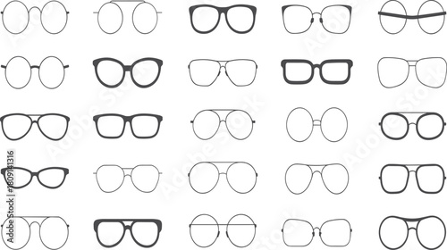 Stylish eyeglass frame collection showcasing modern, vintage, round, square, and rectangular designs for fashion, optical, and eyewear inspiration.
