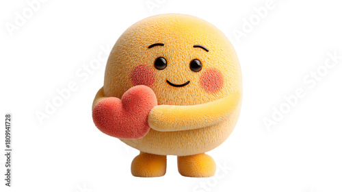 cute emoji hugging a little heart