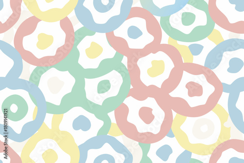 Overlapping Circles Pattern with Organic Inner Shapes in Pastels abstract
