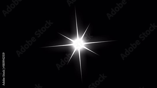 4K Twinkle Sparkling stars Shine animation on black screen. Vector, doodles style stars blinking effects with Alpha Channel. Glowing stars sparkle on transparent background