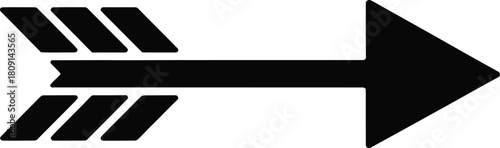 solid black holographic laser beam arrow, flat read beam icon, single shape, minimalist optical retrieval symbol, data playback arrow, transparent background, next-gen storage