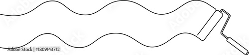 One continuous line of paint roller with wavy paint strokes
