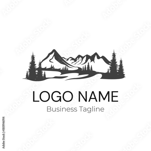 Logo Mountain Nature Vector Illustration Design Template