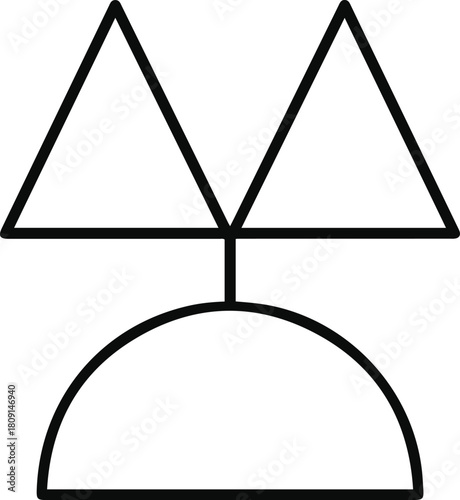 Minimal plant sprout made from geometric shapes—triangle leaves and a semicircle base—forming an elegant modern monoline illustration