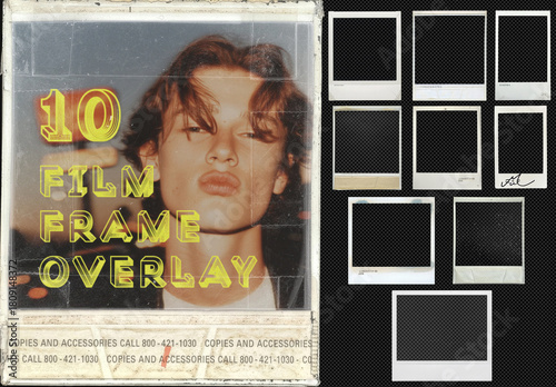 A Set Of 10 Transparent Retro Film Frame. Instant Photo Snapshot Border.