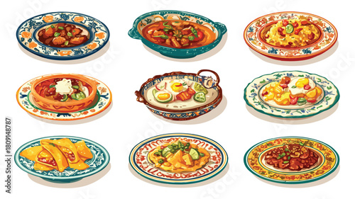 Vibrant Authentic Mexican Traditional Dishes Presentation on Colorful Plate
