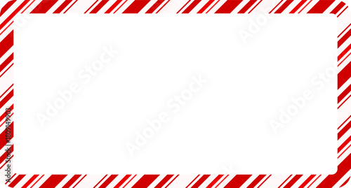 Candy cane christmas frame with blank space. Christmas border frame. Merry Christmas Candy cane rectangle frame card elements decoration. New Year picture frame ribbon. Xmas striped border