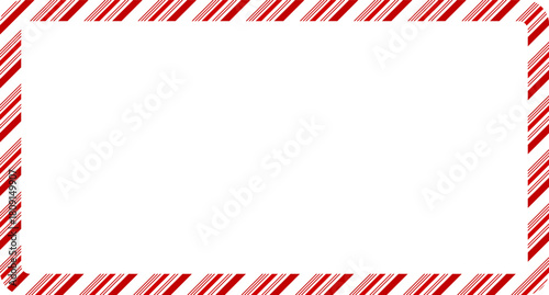 Candy cane christmas frame with blank space. Christmas border frame. Merry Christmas Candy cane rectangle frame card elements decoration. New Year picture frame ribbon. Xmas striped border