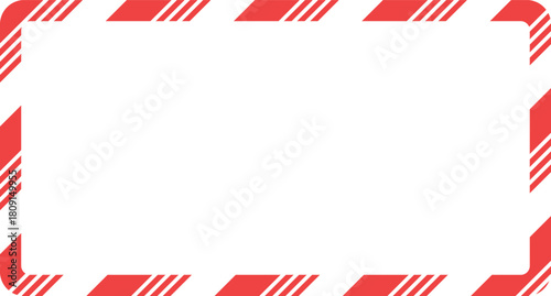 Candy cane christmas frame with blank space. Christmas border frame. Merry Christmas Candy cane rectangle frame card elements decoration. New Year picture frame ribbon. Xmas striped border