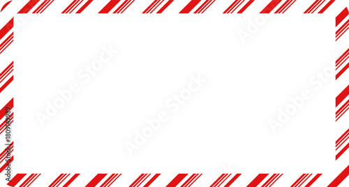 Candy cane christmas frame with blank space. Christmas border frame. Merry Christmas Candy cane rectangle frame card elements decoration. New Year picture frame ribbon. Xmas striped border