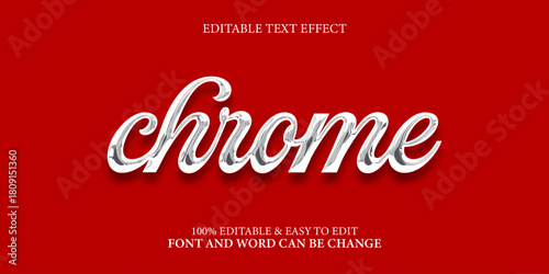 Editable Chrome Script Text Effect on Red Background
