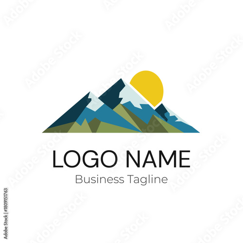 Logo Mountain Nature Vector Illustration Design Template
