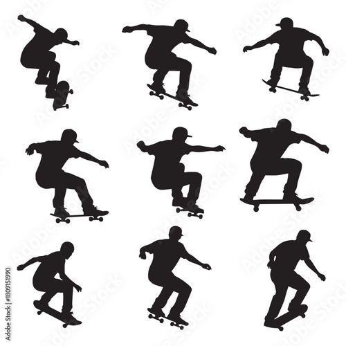 Skateboarder silhouettes