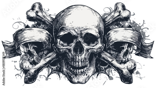 Sinister Skulls & Crossbones Art for Gothic Themes