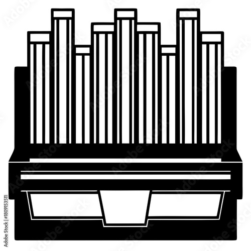 Abstract graphic design with vertical bars and geometric shapes silhouette isolated on white background isolated on transparent background