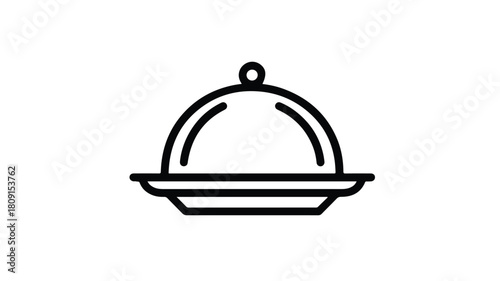 Elegant Dish with Lid Line Icon for Hotel Restaurant Food Concept