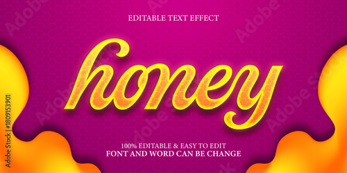 Honey Editable Text Effect Style with Neon Glow and Dripping Background